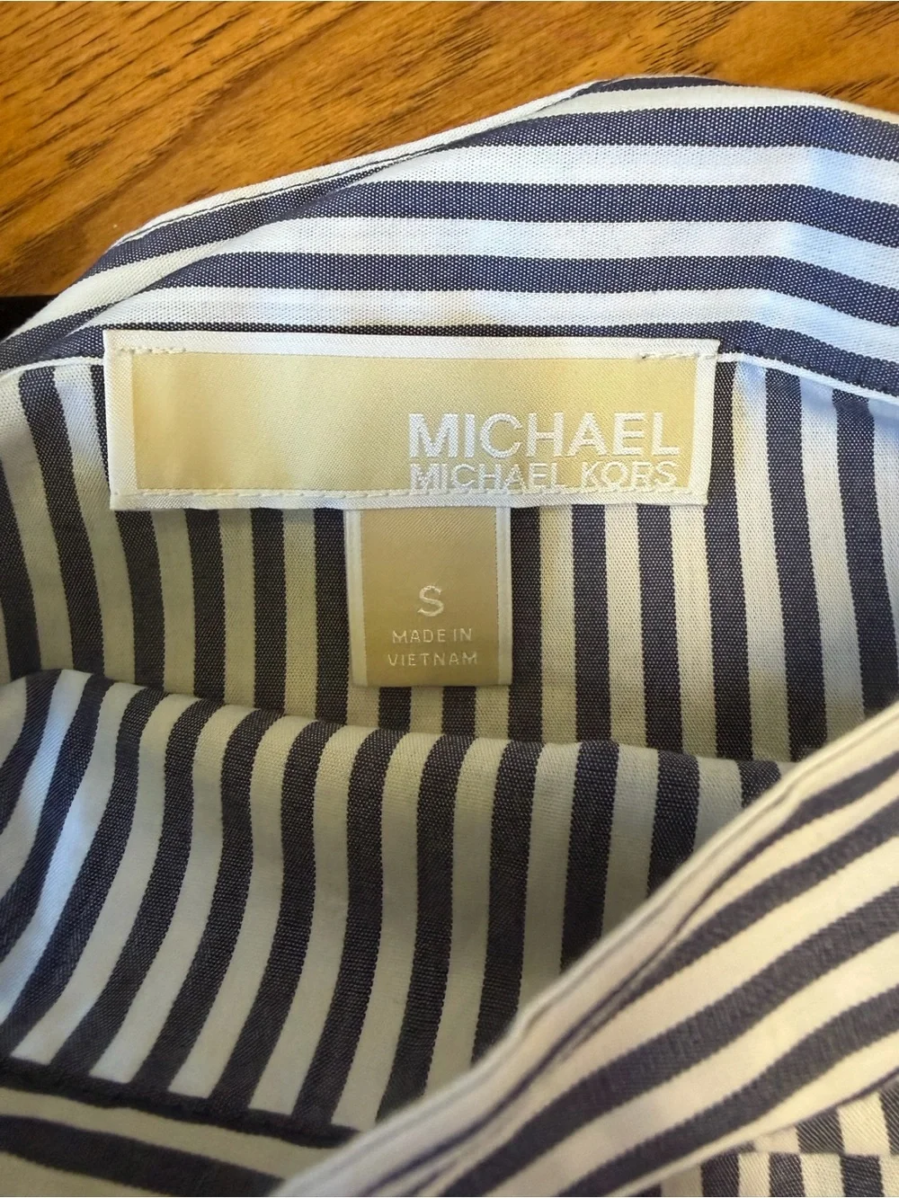Michael Kors Striped Off-Shoulder Tie-Sleeve Women's Top - Blue & White